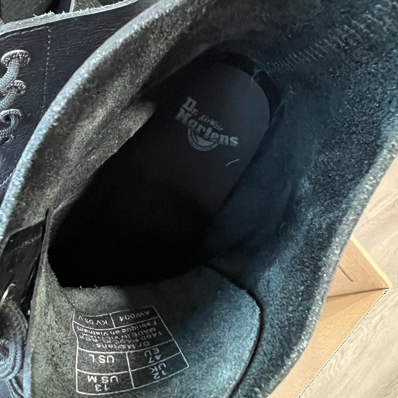 Dr. Martens Black Leather Lace-Up Platform Boots with Yellow Stitching - Picture 6 of 10